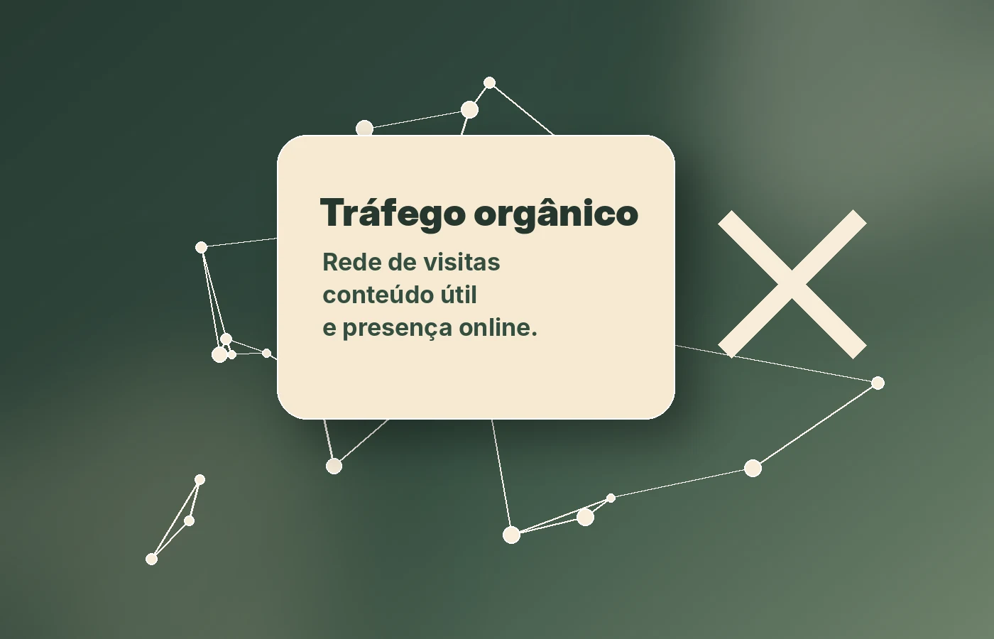 Rede visual representando tráfego orgânico e conexões entre páginas